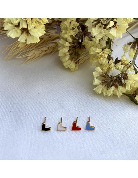 Mini Pendientes Corazón Esmaltado - Bacu Joyas y Complementos