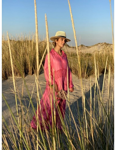 Vestido Indio Camisero Rosa - Bacu Joyas y Complementos