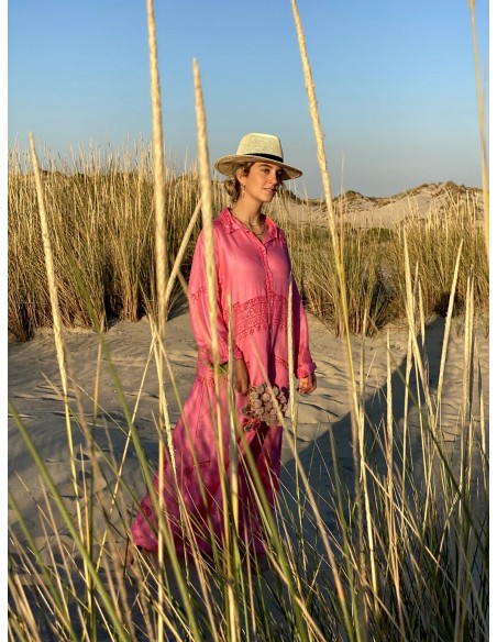 Vestido Indio Camisero Rosa - Bacu Joyas y Complementos