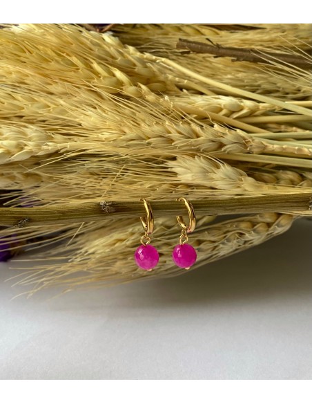 Aros Pequeños Dutti Fucsia | Bacu Joyas y Complementos