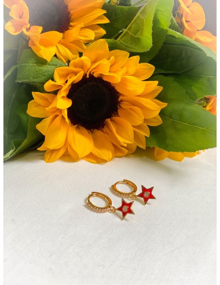 Aros Mini Estrella Esmaltada- Bacu Joyas y Complementos