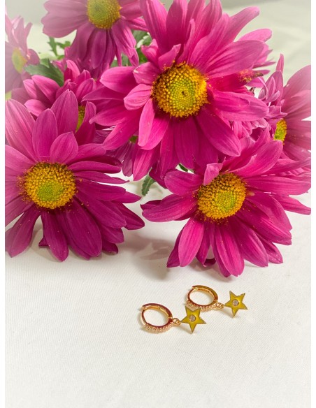 Aros Mini Estrella Esmaltada- Bacu Joyas y Complementos