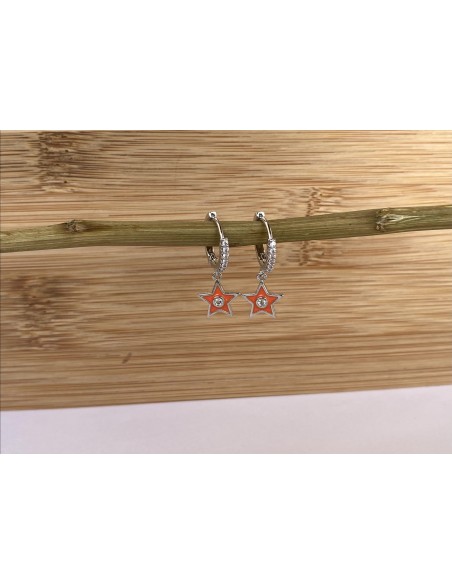 Aros Mini Estrella Esmaltada Plateada - Bacu Joyas y Complementos