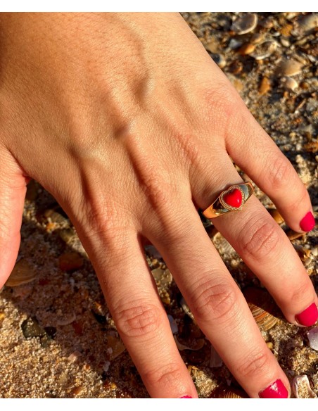 Anillo Corazón Mini Color - Bacu Joyas y Complementos