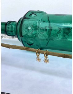 Aros Margarita Blanca Acero - Bacu Joyas y Complementos 2