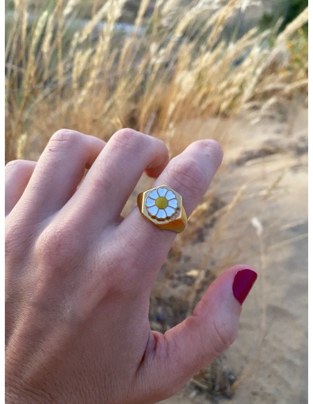 Anillo Sello Margarita - Bacu Joyas y Complementos